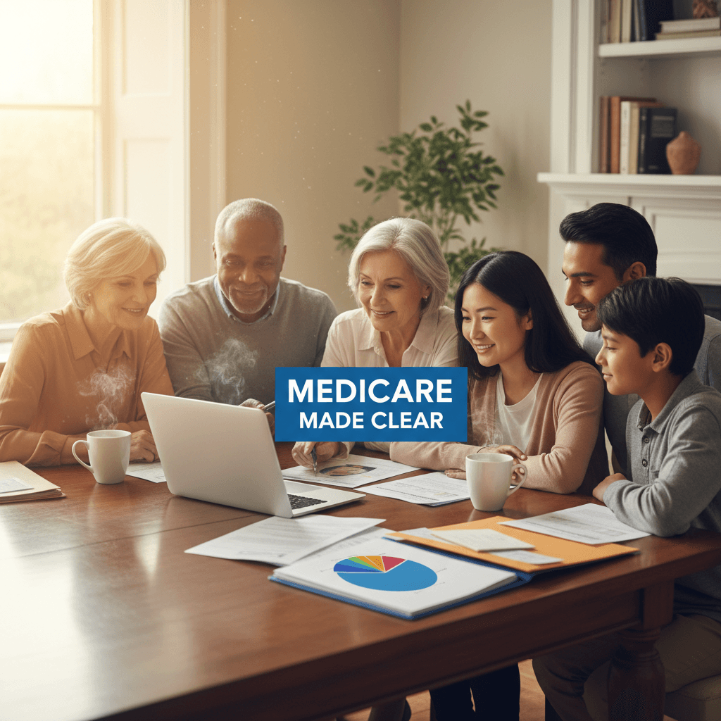 Family reviewing health insurance options together at home